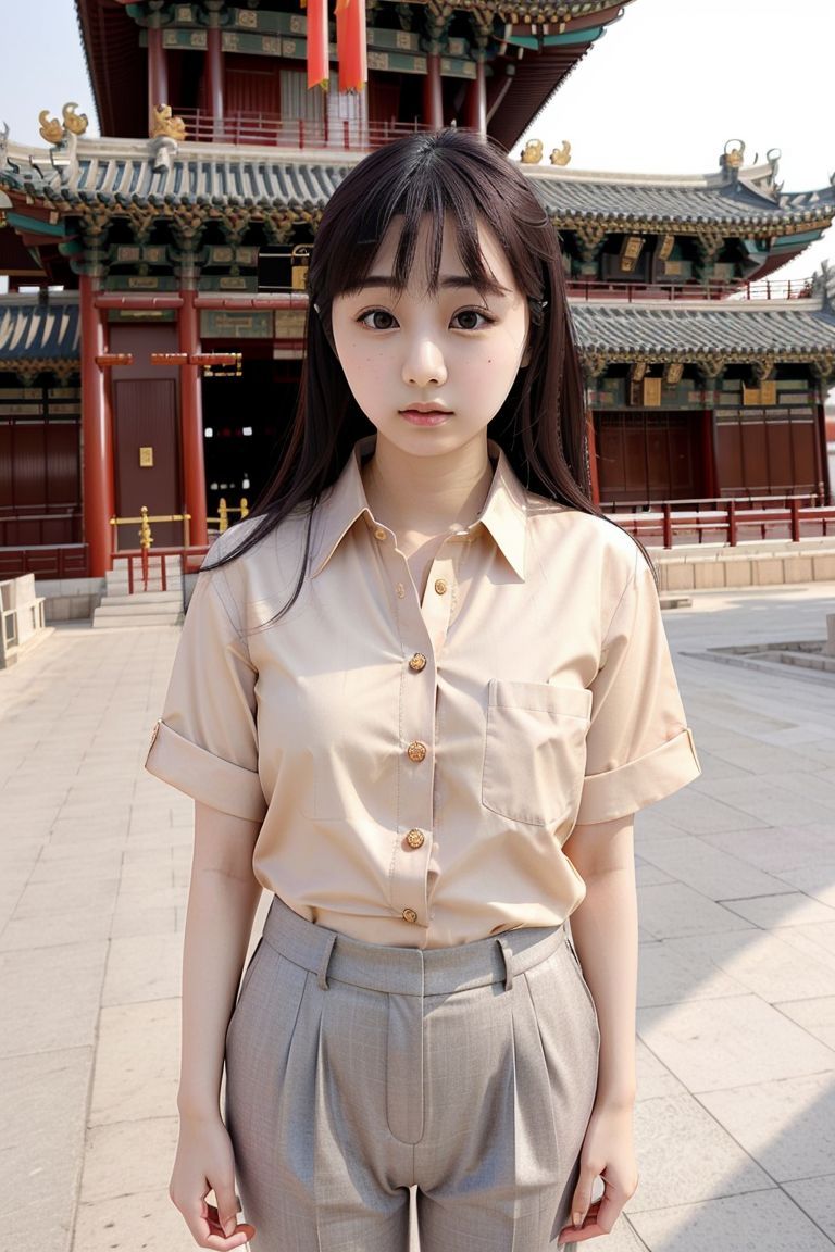 36343-933494316-_lora_emi_kurita_obj20_0.7_, full_body, standing, sandals, (shirt), pants, (beijing heavenly temple), (emi_kurita_ 1.3), perfect..jpg